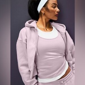 Athleta Forever Fleece Crop Full-Zip Hoodie in Lilac Sky